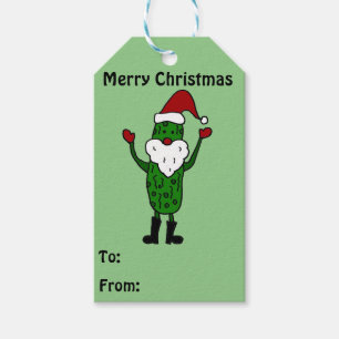 Funny Pickle Santa Claus Gift Tags