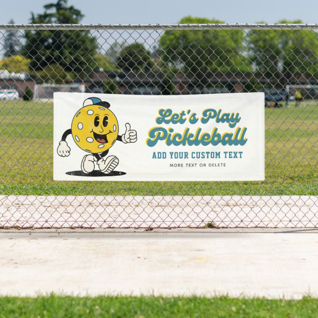 Funny Pickleball Cartoon Mascot Custom Text Banner (Insitu)