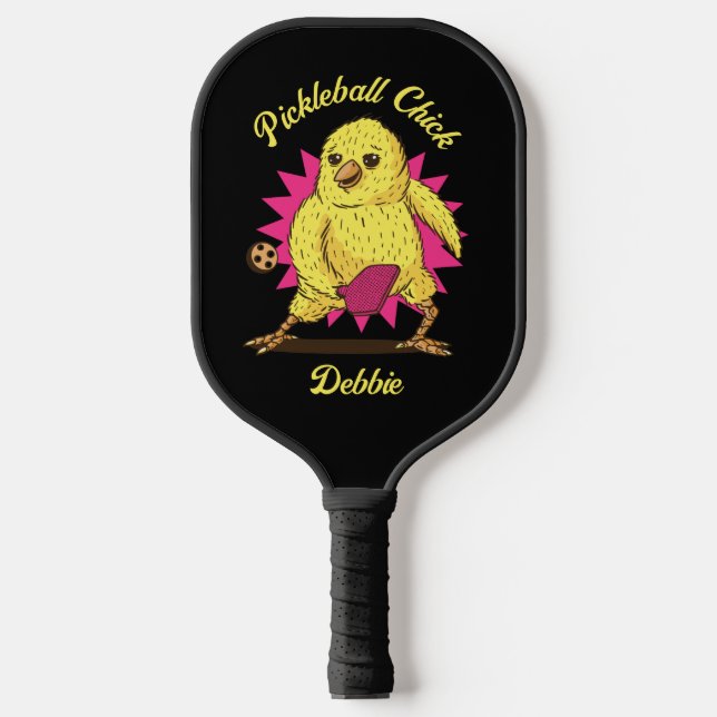 Funny Pickleball Chick Custom with Name Paddle (Front)