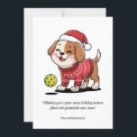 Funny Pickleball Christmas Dog Your Custom Text Holiday Card<br><div class="desc">Celebrate the holidays in pickleball style with this fun Christmas card that combines dogs and pickleball - what could be better!! It's fully customizable with your messages on the front and back. Ideal for pickleball enthusiasts, clubs, and coaches, and of course dog lovers and owners. What a fun way to...</div>