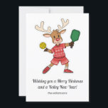 Funny Pickleball Christmas Reindeer, Custom Text Holiday Card<br><div class="desc">Celebrate the holidays in pickleball style with this fun Christmas card highlighting a playful pickleball reindeer. It's fully customizable with your messages on the front and back. Ideal for pickleball enthusiasts, clubs, and coaches, this card is a fun way to share the joy of the game with those who love...</div>