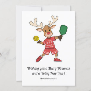 Funny Pickleball Christmas Reindeer, Custom Text Holiday Card