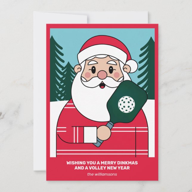 Funny Pickleball Christmas Santa Your Custom Text  Holiday Card (Front)