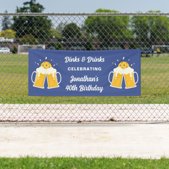 Funny Pickleball Dinks & Drinks Beer Personalized Banner (Insitu)