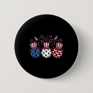 Funny Pickleball Fireworks American Usa Flag 4th O 2 Inch Round Button