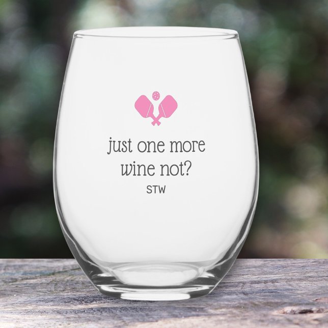Funny Pickleball Gift One More Game, Wine Not Stemless Wine Glass (Creator Uploaded)
