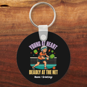 Funny Pickleball Grandma Young At Heart Deadly Net Keychain