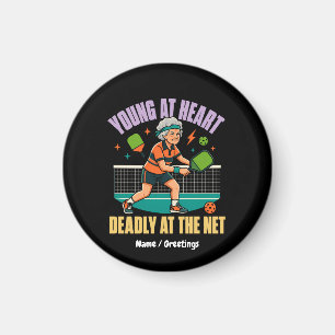 Funny Pickleball Grandma Young At Heart Deadly Net Magnet