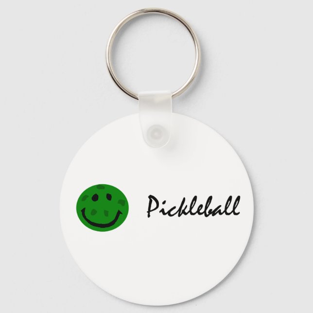 Funny Pickleball Green Face Keychain (Front)