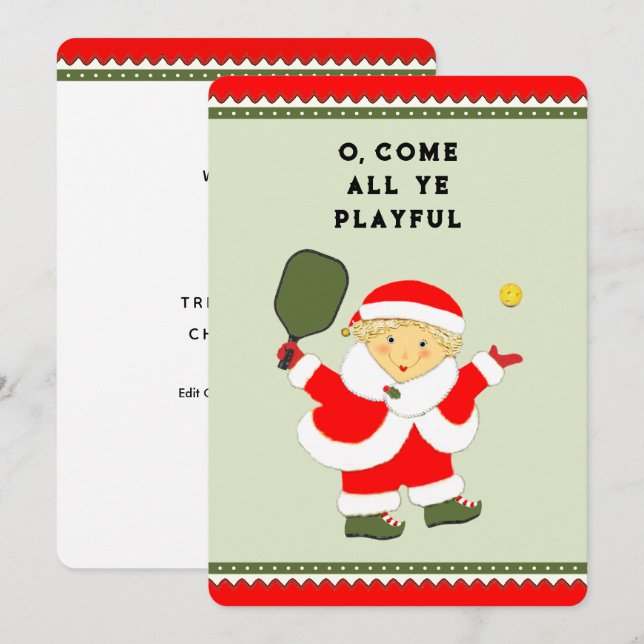 Funny Pickleball Holiday Christmas Cards (Front/Back)