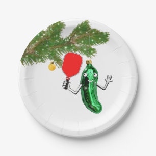 Funny Pickleball Holiday Paper Plate