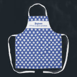 Funny Pickleball Humour Personalized Text Blue Apron<br><div class="desc">The perfect apron for those who like to hang out in both types of kitchens - at home and on the pickleball courts. Design features a pattern of white pickleballs set against a blue background - easily change the background colour. Add a name, custom text, club name, etc. Great as...</div>