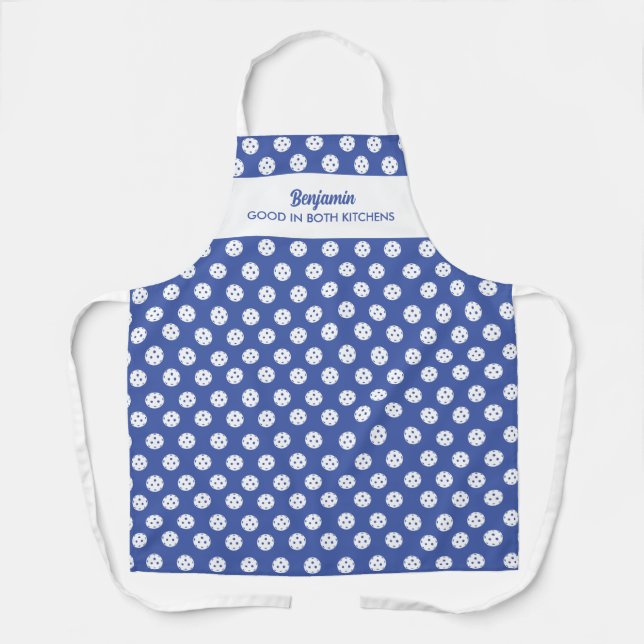 Funny Pickleball Humour Personalized Text Blue Apron (Front)