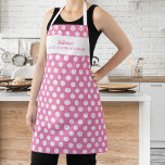 Funny Pickleball Humour Personalized Text Pink Apron<br><div class="desc">The perfect apron for those who like to hang out in both types of kitchens - at home and on the pickleball courts. Design features a pattern of white pickleballs set against a pink background - easily change the background colour. Add a name, custom text, club name, etc. Great as...</div>