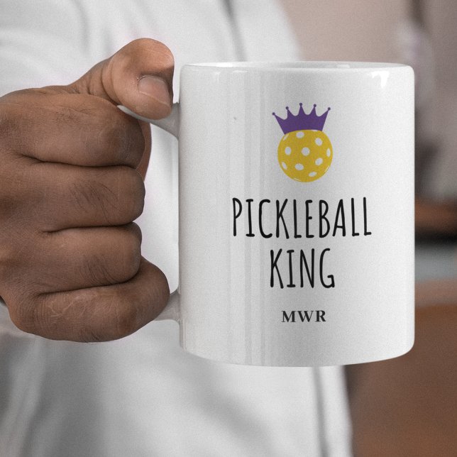 Funny Pickleball King, Custom Monogram Name Text  Coffee Mug (Creator Uploaded)