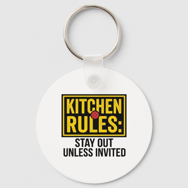 Funny Pickleball Kitchen Rules Keychain (Front)