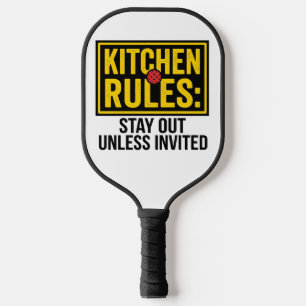 Funny Pickleball Kitchen Rules Warning Sign Paddle
