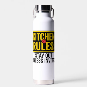 Funny Pickleball Kitchen Rules Warning Sign Water Bottle