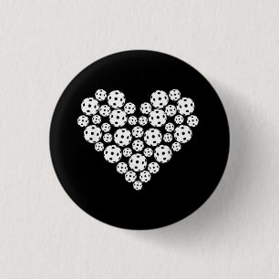 Funny Pickleball Love Heart Shape Valentine 1 Inch Round Button