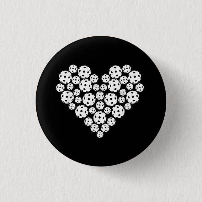 Funny Pickleball Love Heart Shape Valentine 1 Inch Round Button (Front)