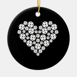 Funny Pickleball Love Heart Shape Valentine Ceramic Ornament