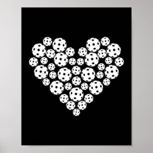 Funny Pickleball Love Heart Shape Valentine Poster