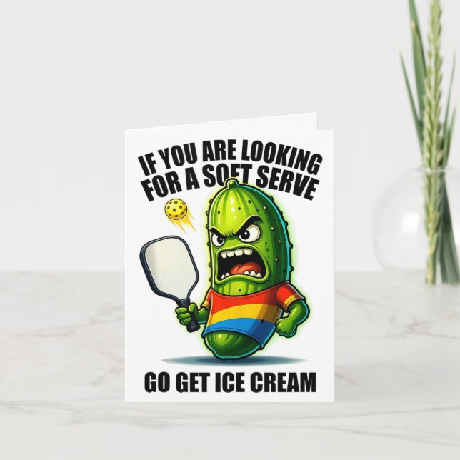 Funny pickleball lover pun with a pickle playing card (Front)