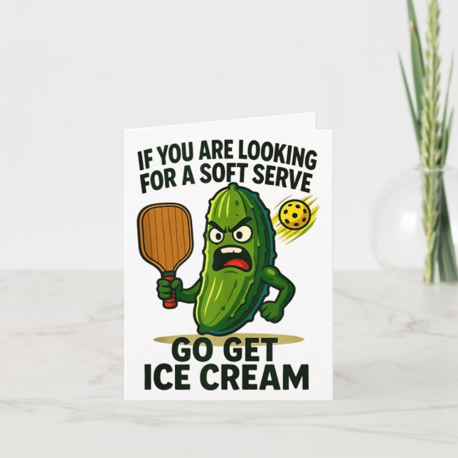 Funny pickleball lover pun with a pickle playing card (Front)