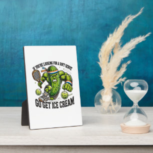 Funny Pickleball Lover Pun with a Pickle Playing Plaque