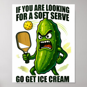 Funny pickleball lover pun with a pickle playing poster