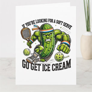 Funny Pickleball Lover Pun with a Pickle Playing Thank You Card