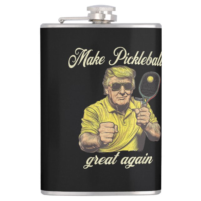Funny Pickleball Lovers Graphics Pickle Ball Hip Flask (Front)