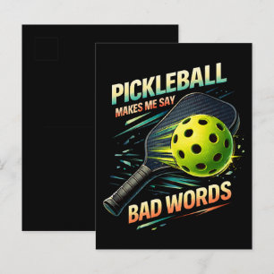 Funny Pickleball Makes Me Say Bad Words Player Announcement Postcard