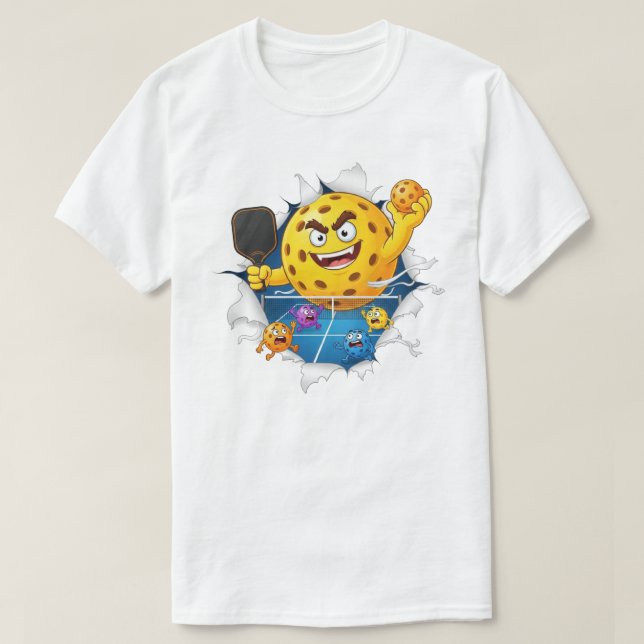 Funny Pickleball Mascot Game Face T-Shirt (Design Front)