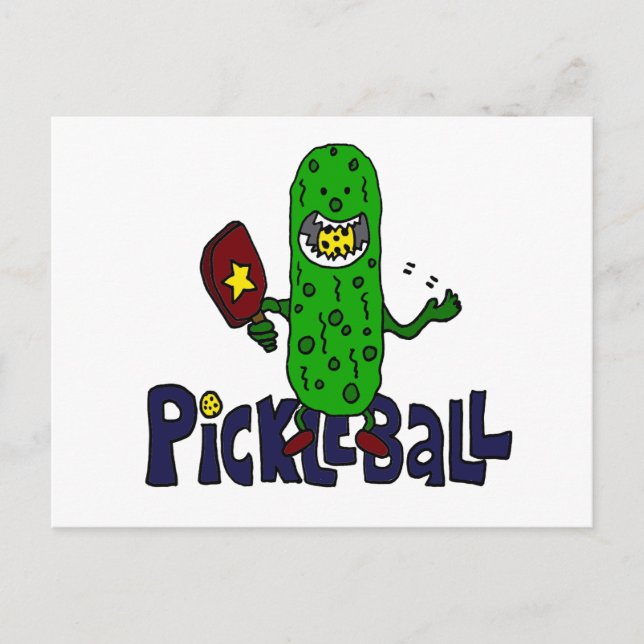 Funny Pickleball Monster Cartoon Postcard (Front)