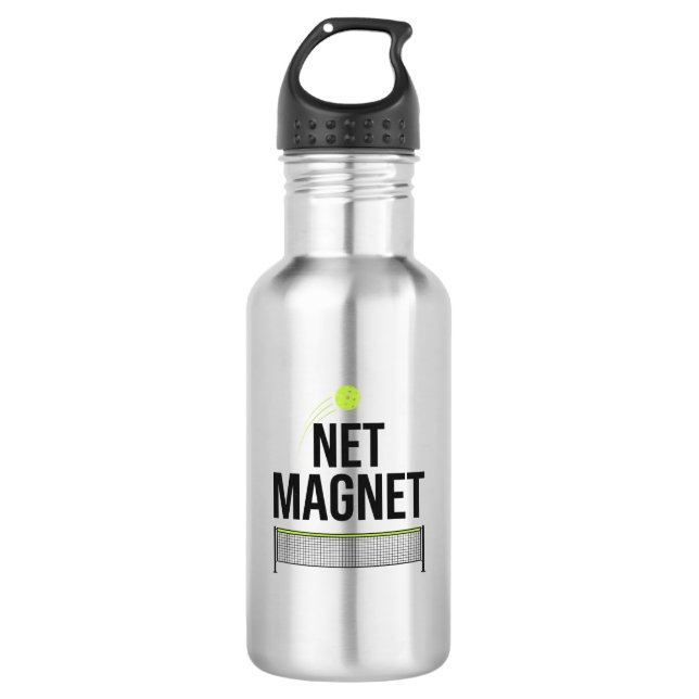 Funny Pickleball Net Magnet Stainless Water Bottle (Front)