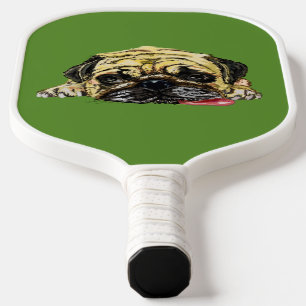 Funny Pickleball Paddle Pug Dog - Custom Colours