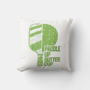 Funny Pickleball Paddle Up Butter Cup Throw Pillow
