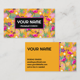 Funny Pickleball party flamingos Business Card