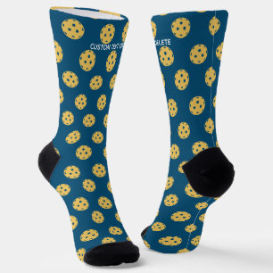 Funny Pickleball Pattern Personalized Custom Text  Socks