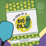 Funny Pickleball Pickle I'M KIND OF A BIG DILL Golf Towel<br><div class="desc">Funny, personalized, custom colour pickleball sport towel for the pickleball enthusiast with the humourous saying I'M KIND OF A BIG DILL featuring a dill pickle and pickleball and a name, monogram or custom text in your choice of colours. Fun gift for him, her or team. ASSISTANCE: For help with design...</div>