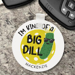 Funny Pickleball Pickle I'M KIND OF A BIG DILL Keychain<br><div class="desc">Funny personalized pickleball keychain for the pickleball enthusiast with the humourous saying I'M KIND OF A BIG DILL featuring a dill pickle and pickleball with a name, monogram or custom text. Fun gift for him or her. ASSISTANCE: For help with design modification or personalization, colour change, transferring the design to...</div>