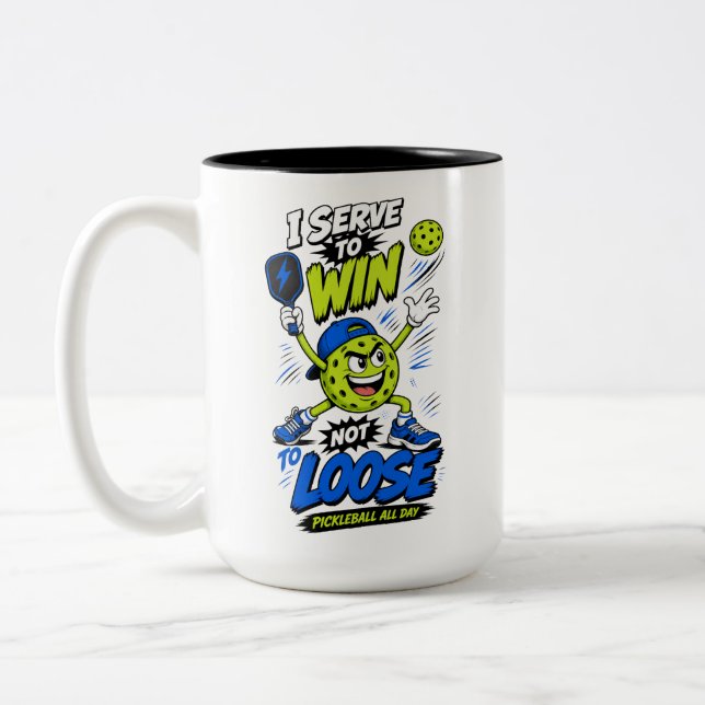 Funny Pickleball Player Design Two-Tone Coffee Mug (Left)
