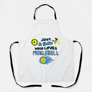 Funny Pickleball Player Just A Boy Who Loves Pickl Apron