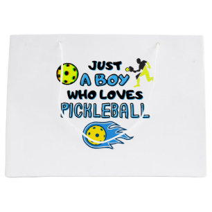 Funny Pickleball Player Just A Boy Who Loves Pickl Large Gift Bag