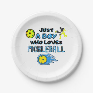 Funny Pickleball Player Just A Boy Who Loves Pickl Paper Plate