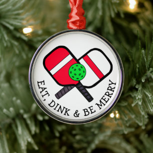 Funny Pickleball Pun Christmas Metal Ornament