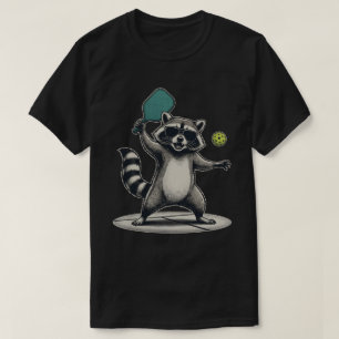 Funny Pickleball Raccoon - Retro Sports Graphic T-Shirt