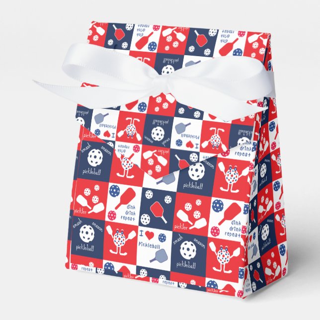 Funny Pickleball Red, Blue, White Favor Box (Front Side)