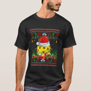 Funny Pickleball Santa Claus Hat Ugly Christmas Sw T-Shirt